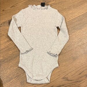 Something Navy Light Gray Ruffled Bodysuit - 18m